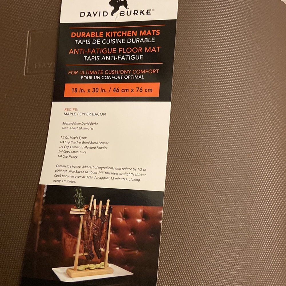 David Burke Brown Basketweave Anti-Fatigue Cushion Kitchen Mat 18 x 30” - Picture 4 of 5